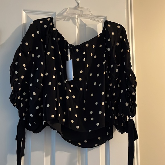 Lovers & Friends off the shoulder ruched polka dot top - Picture 5 of 11
